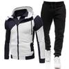 New Men's Football Sets Zipper Hoodie+Pants Two Pieces Casual Tracksuit Male Sportswear Gym Brand Clothing Sweat Suit
