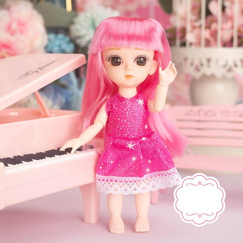 Мини-подвижная 13-шарнирная кукла 15 см, игрушка для девочек, 3D большие глаза, BJD принцесса, полная одежда, коллекция платьев, детская кукла в подарок