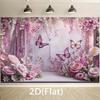 2D flat surface 1 piece of pale pink rose and butterfly floral background fabric suitable for indoor/outdoor parties