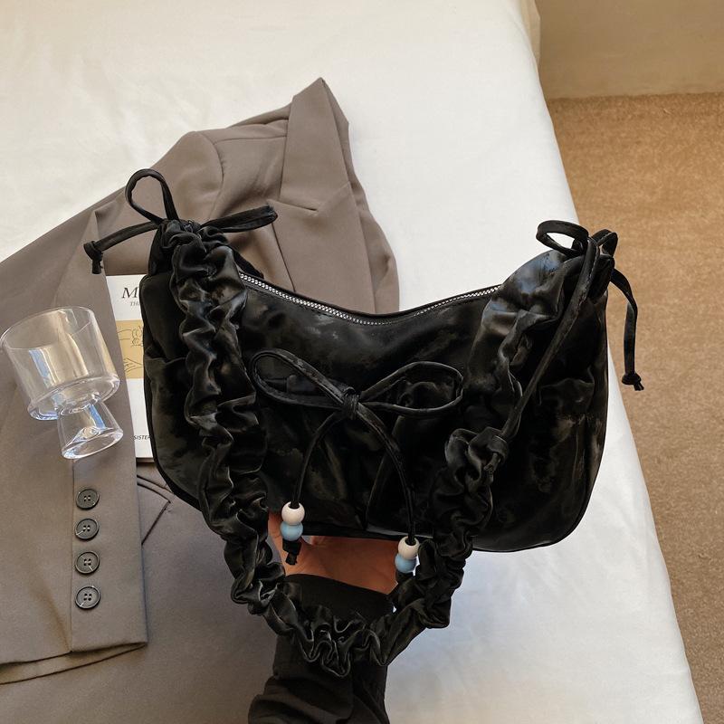 Сумка большой вместимости женская летняя новая нишевая сумка-мессенджер через плечо с бантом, плиссированная сумка-пельмень