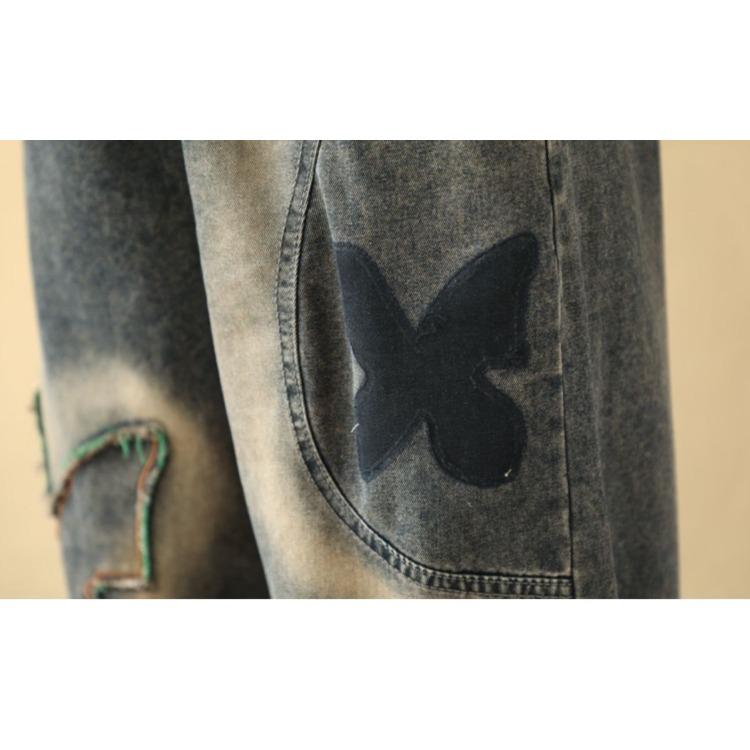 Женские джинсы пэчворк Весенне-осенние стили Свободные Большого размера Укороченные брюки Брюки гаруны