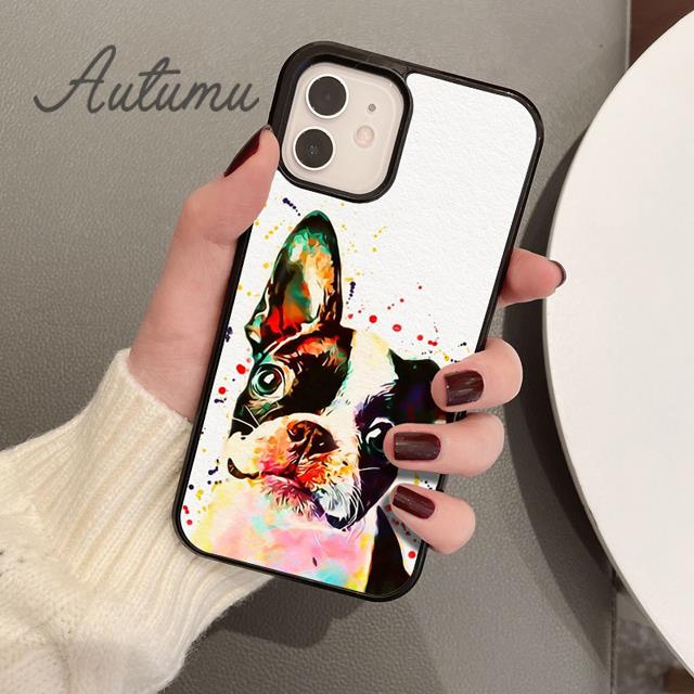 Чехол для телефона с изображением собаки Бостон-терьер для iPhone 11 12 13 14 Pro Max mini X XR XS SE 2020 5s 6S 7 8 Plus Samsung Galaxy S21 S22