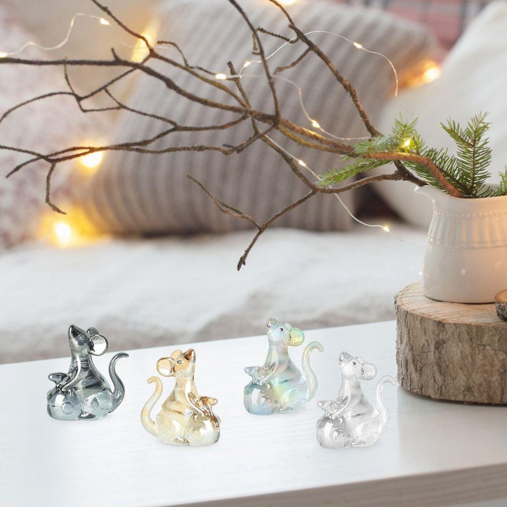 Привлекающий Богатство Хрустальный Крыса Орнамент Счастливые Настольные Украшения Мышь Крыса Фигурка Гостиная