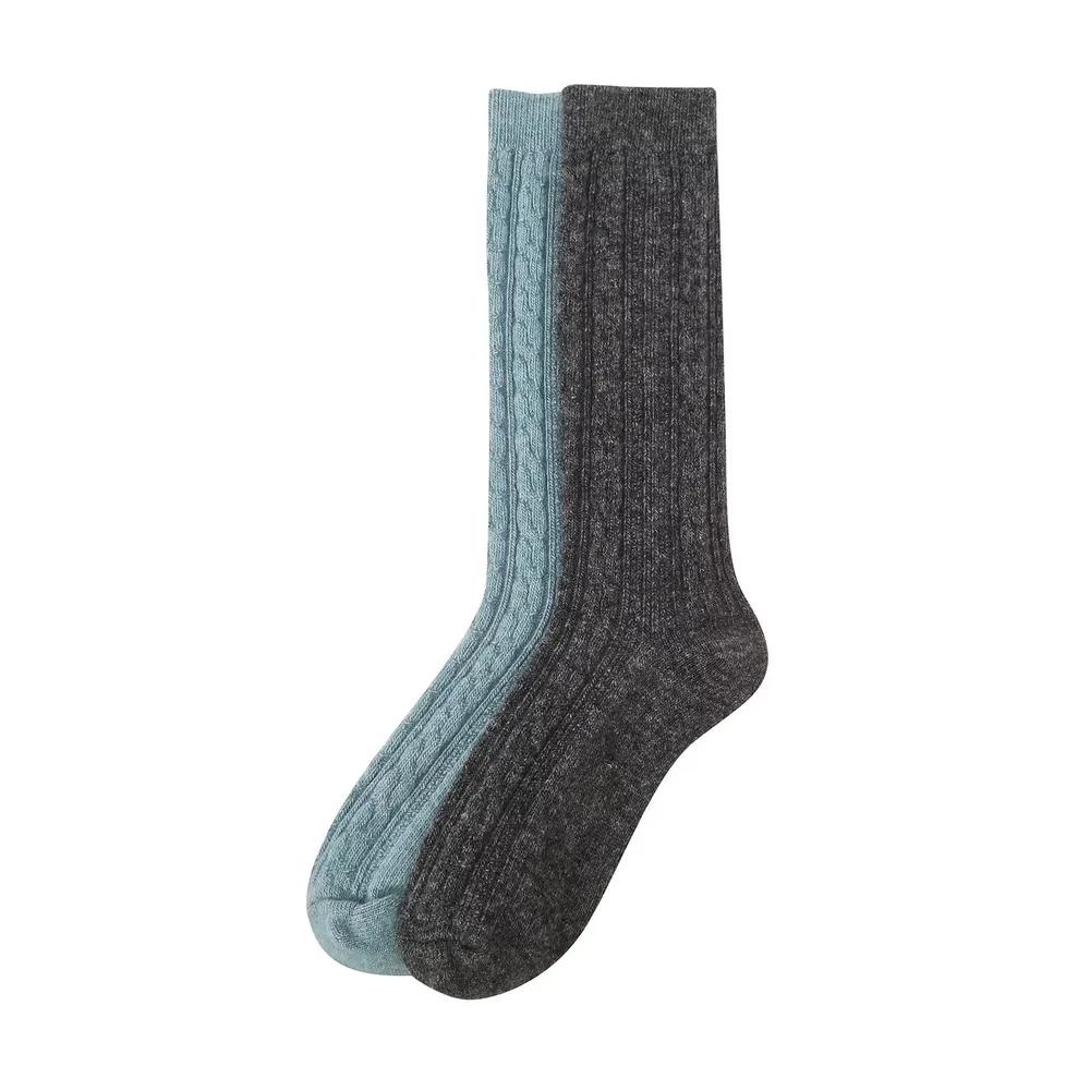 JASS5F031G2 Женские носки длинные с логотипом, косами, из смесовой шерсти, набор из 2 штук