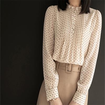 Женские летние блузки, женские топы, женская рубашка, блузка, сорочка femme blusas, шифоновый топ с длинными рукавами в горошек, женский Mujer
