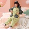 Girls Warm Fleece Sleepsuit One Piece Pajamas Toddlers Kids Winter Sleepwear Cartoon Print Anti-Kick Blanket