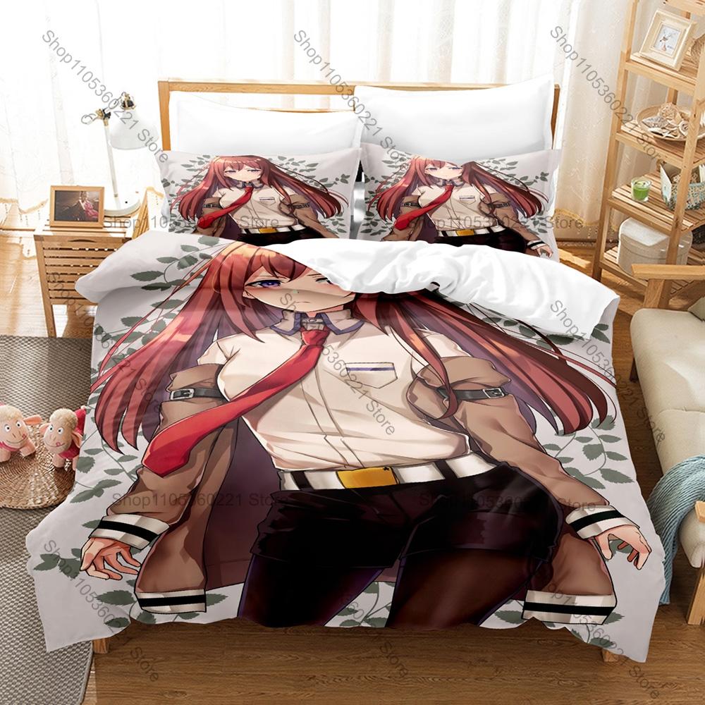 Time Travel Anime Bedding Set, Duvet Cover + 2 Pillowcases, Steins Gate Design, Comfortable Home Textiles