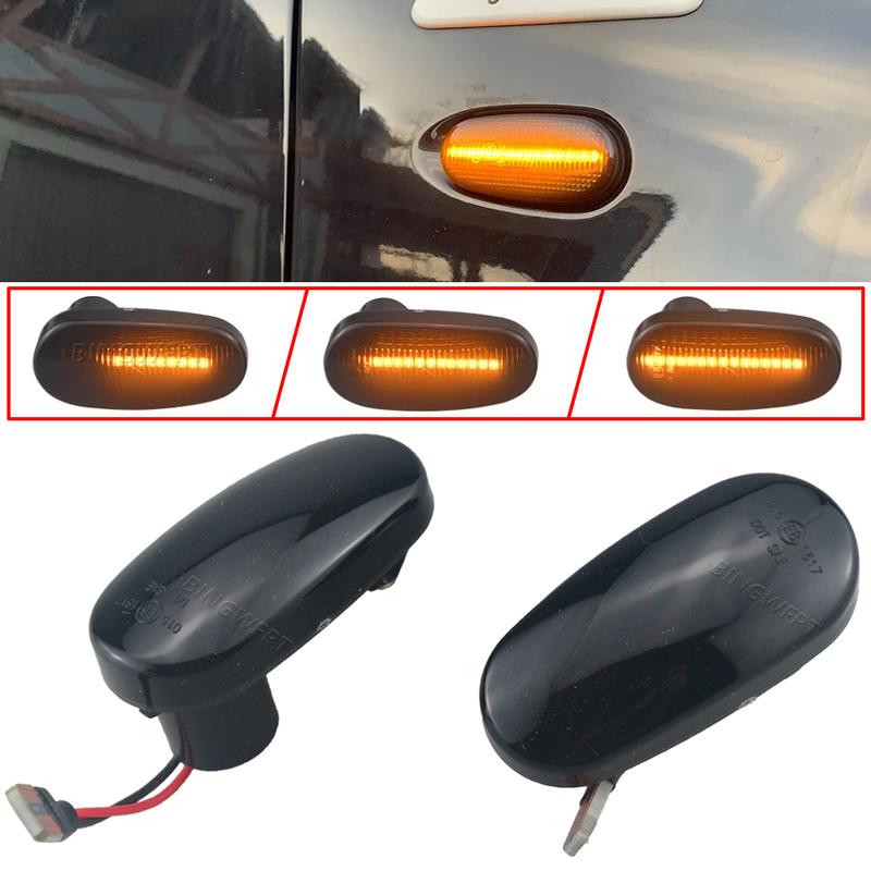 2Pcs Dynamic LED Side Marker Lights Sequential Turn Signal Flashing Blinker Lamp For Fiat Bravo II Hatchback (198) 2007-2014