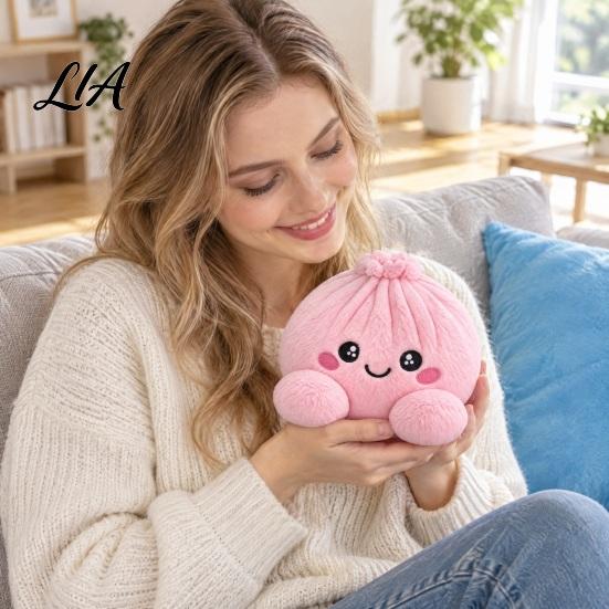 Мягкие сжимаемые игрушки-пельмени Плюшевая игрушка для снятия стресса, Гигантская набитая пароваркой, Офисные релаксанты Плюшевая булочка на пару для снятия тревоги