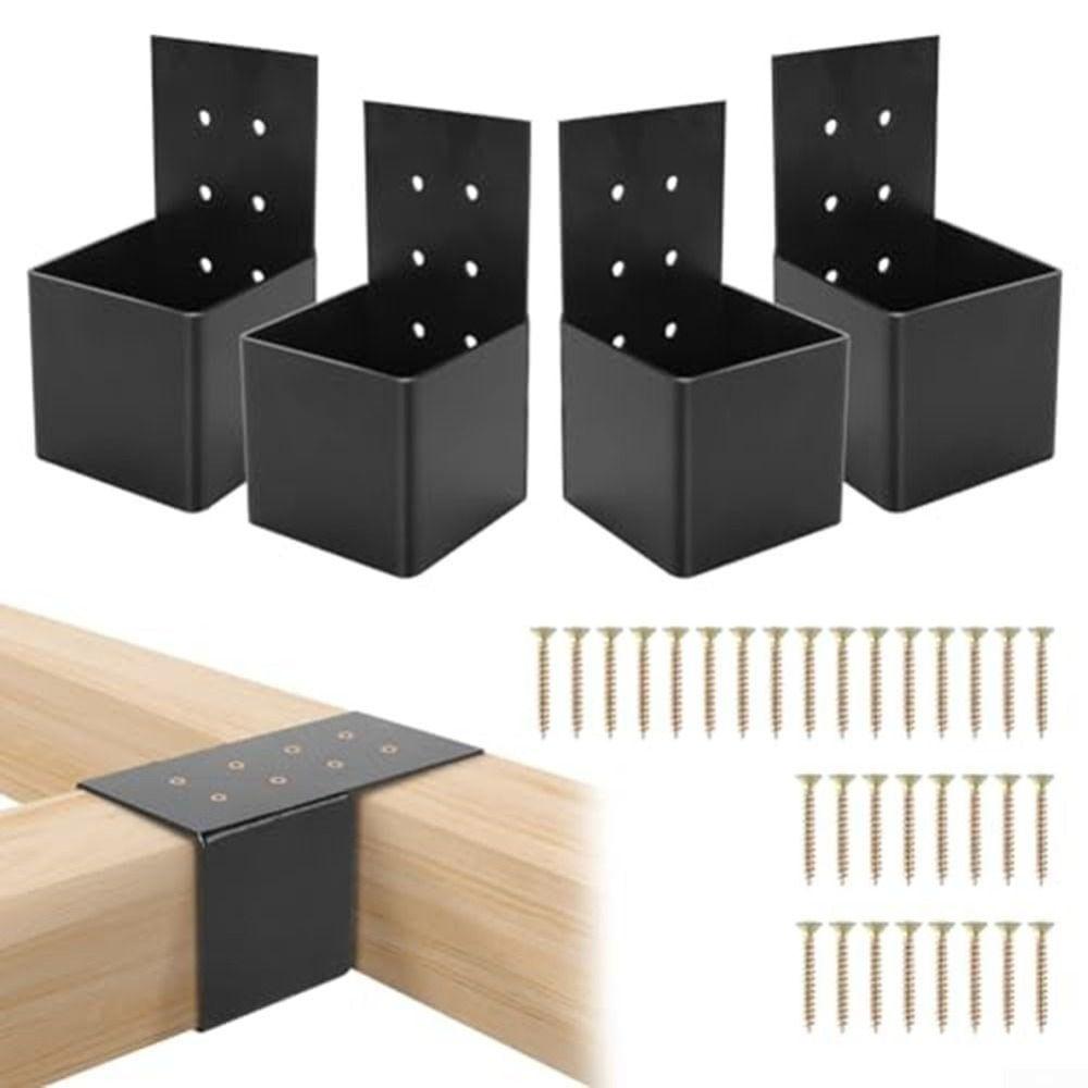 Durable Black Pergola Bracket Wall Mounted Durable Deck Railing Connector Metal Heavy Duty Pergola Accessories Outdoor