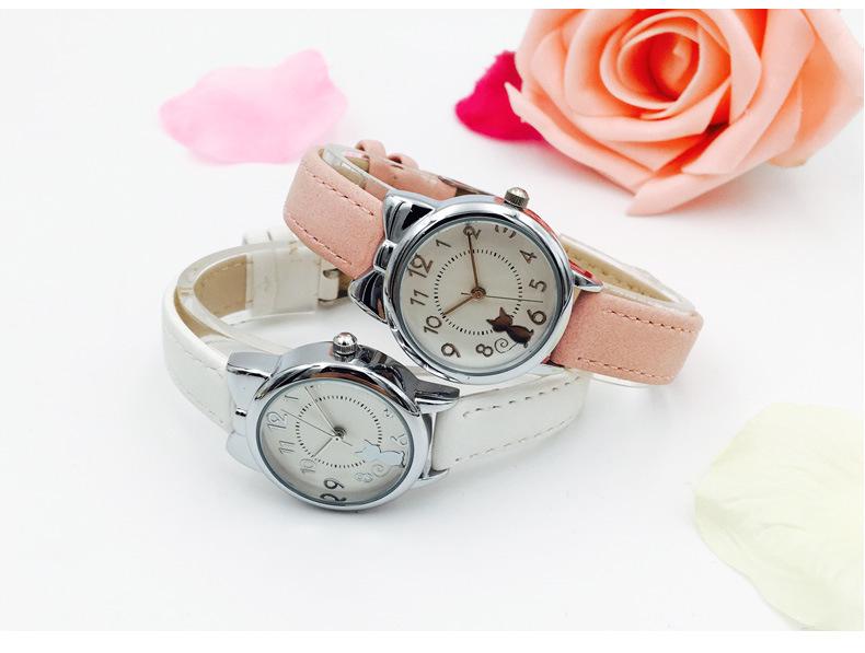 Korean Style Cute Cat Children's Waterproof Quartz Watch for Girls