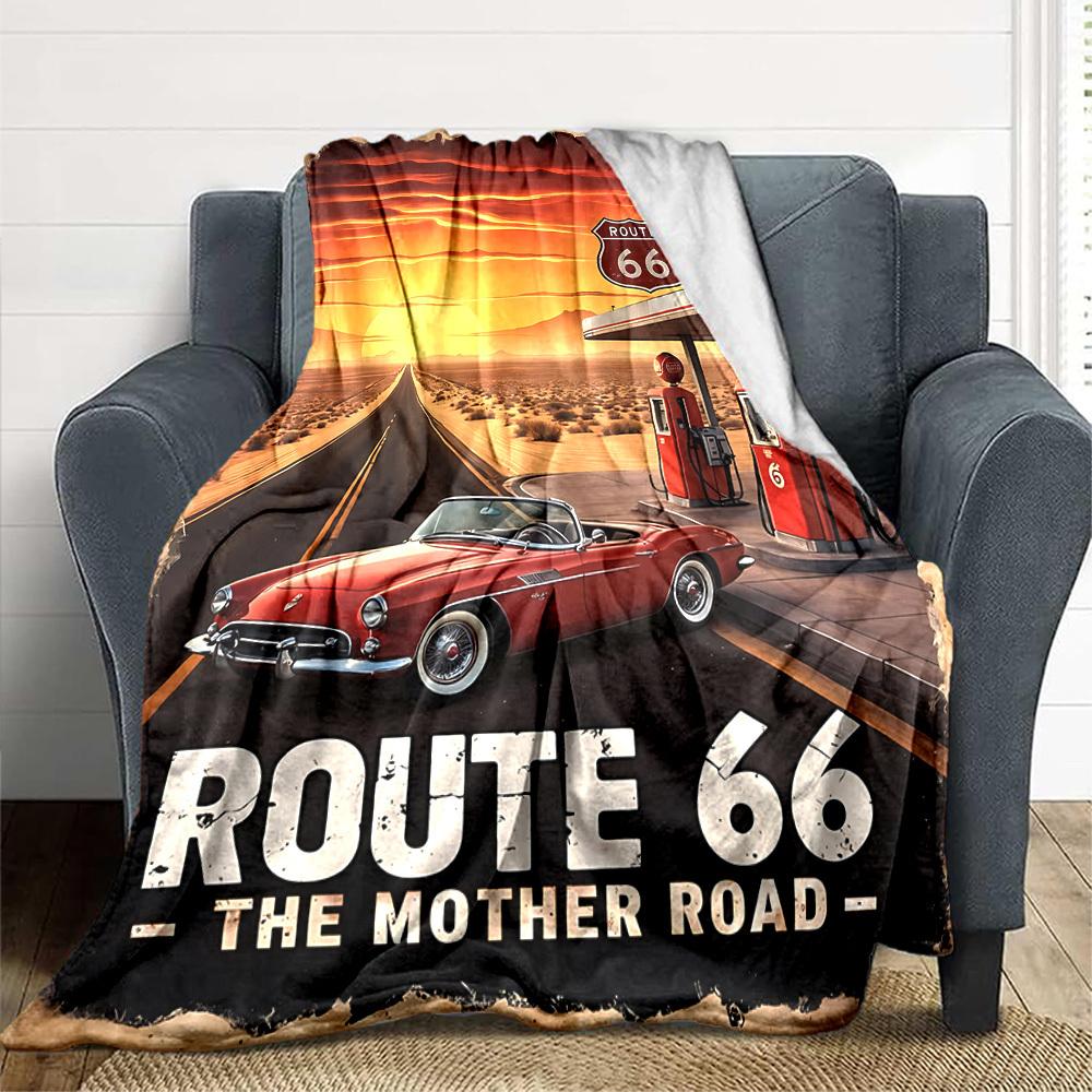 1 шт. Плед Route 66, Плед для дивана, кровати, Путешествий, Кемпинга, Гостиной,