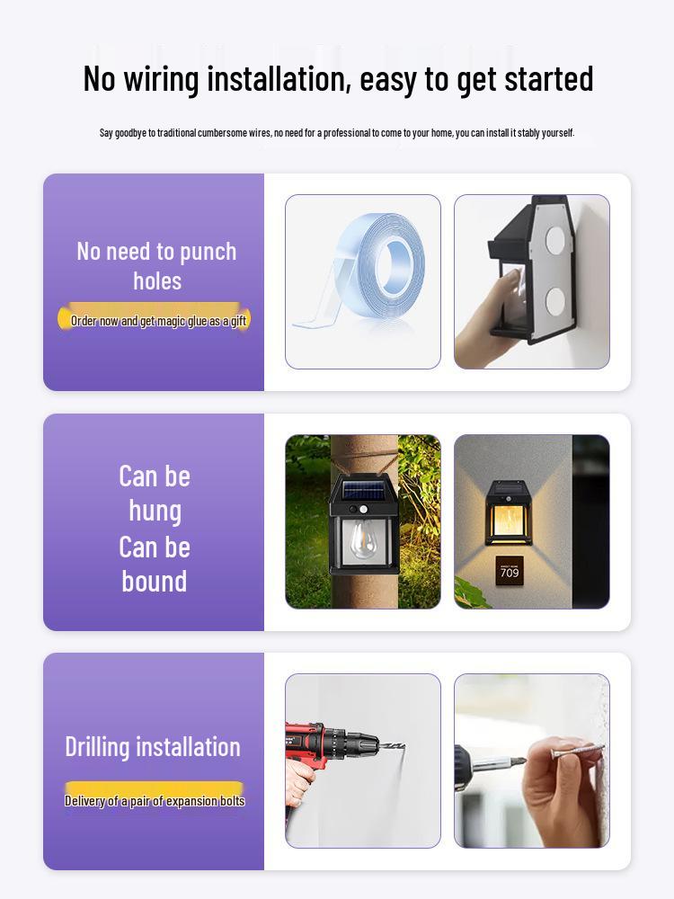 Солнечный уличный водонепроницаемый настенный светильник для двора, входа на виллу и садового патио