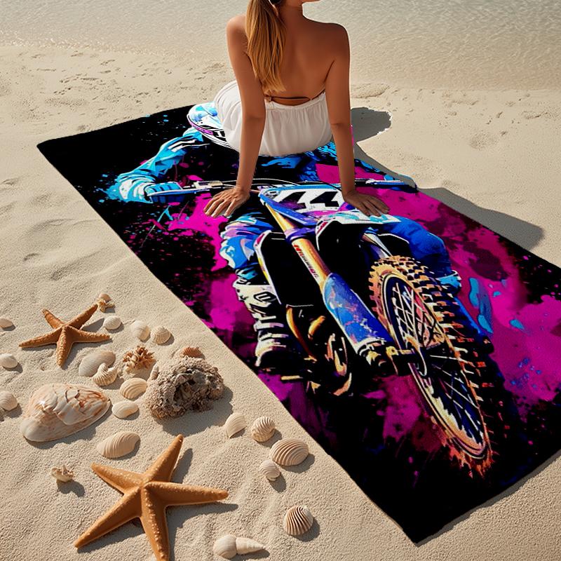 Motocross Rider In Action Beach Towel, Super Soft Microfiber, Gift for Her/Him, Birthday, for Pool, Beach, Travel, Home Decor Fan gifts
