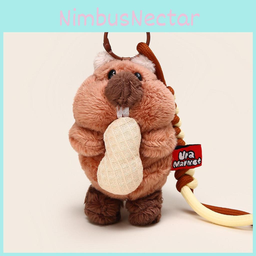 Cute Cartoon Eating Peanuts Groundhog Plush Toy Pendant Keychain For Bag Decor And Gifts