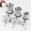 Stainless Steel Folding Cup With Keychain Portable Retractable Telescopic Cups