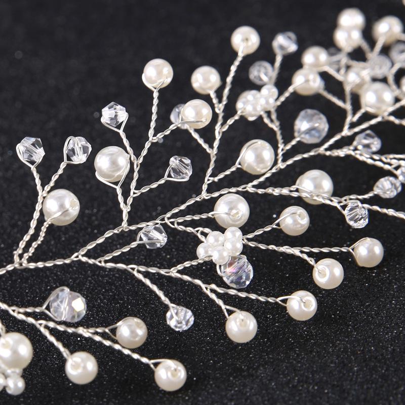Foreign Trade Hot Bridal Hair Accessories Pearl Hair Band Gold Silver Crystal Formal Dress Accessories Headdress Bride Jewe
