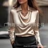 Women S Simple Floral Print Long Sleeve Plunge Neck Shirt
