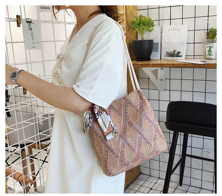 Женская соломенная сумка SCIONE с шелковым шарфом