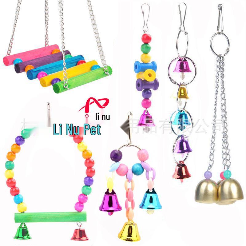 Parrot Cloud Ladder Swing & Perch: Bird Cage Accessories with Mirror, Bridge & Hanging Ring