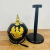 German Pickelhaube Officer Helmet with Wooden Stand for Adult LARP, Cosplay Reenactment Gift