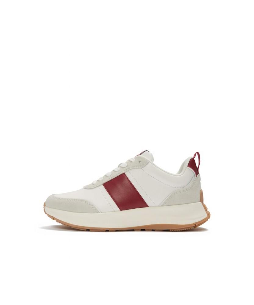 Fitflop Women'S F-Mode Flow Leather/Suede Platform Sneakers - Urban White/Burnt Berry (Ft61K2N036)