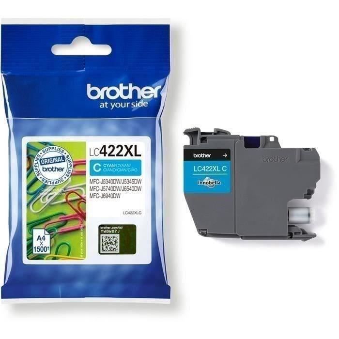 Cartouche LC422XLC - BROTHER - Cyan - 1500 P - Pour Business Smart MFC-J5340DW, MFC-J5345DW, MFC-J5740DW, MFC-J6540DW Et