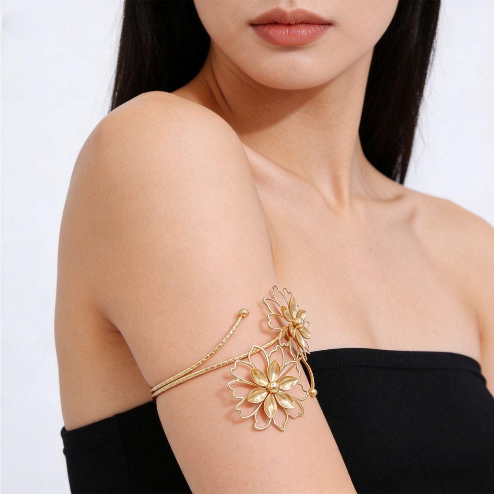 Adjustable Flower Bracelet Hollow Out Arm Ring Exquisite Armband  Beach