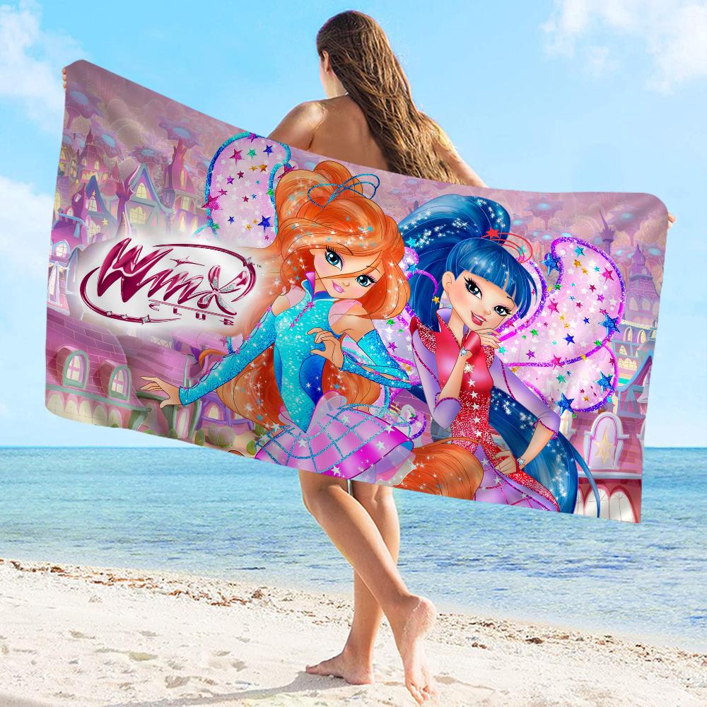 Милый-W-Winxed-Мультяшное полотенце из микрофибры Пляжное полотенце Впитывающее Быстросохнущее Мягкое для йоги, плавания, курорта, альпинизма