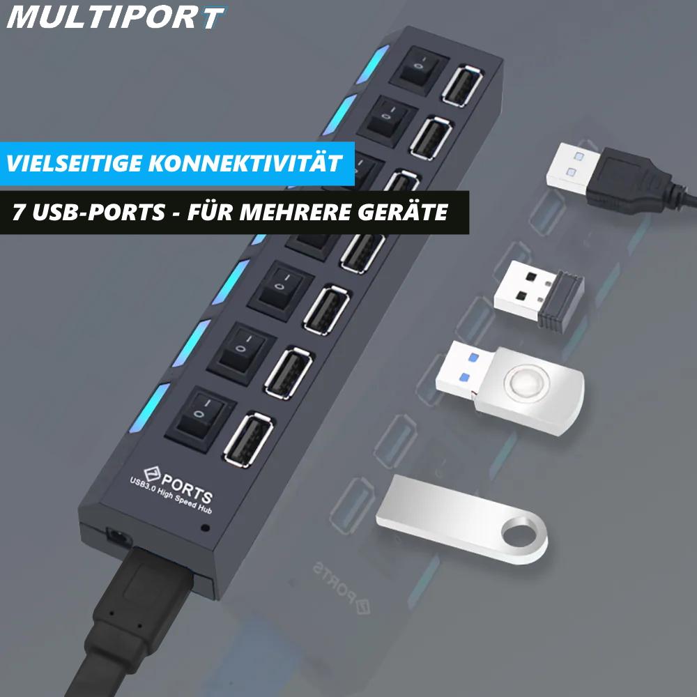MULTIPORT USB Hub 7-way Port Splitter Adapter Superspeed Data Hub Distributor