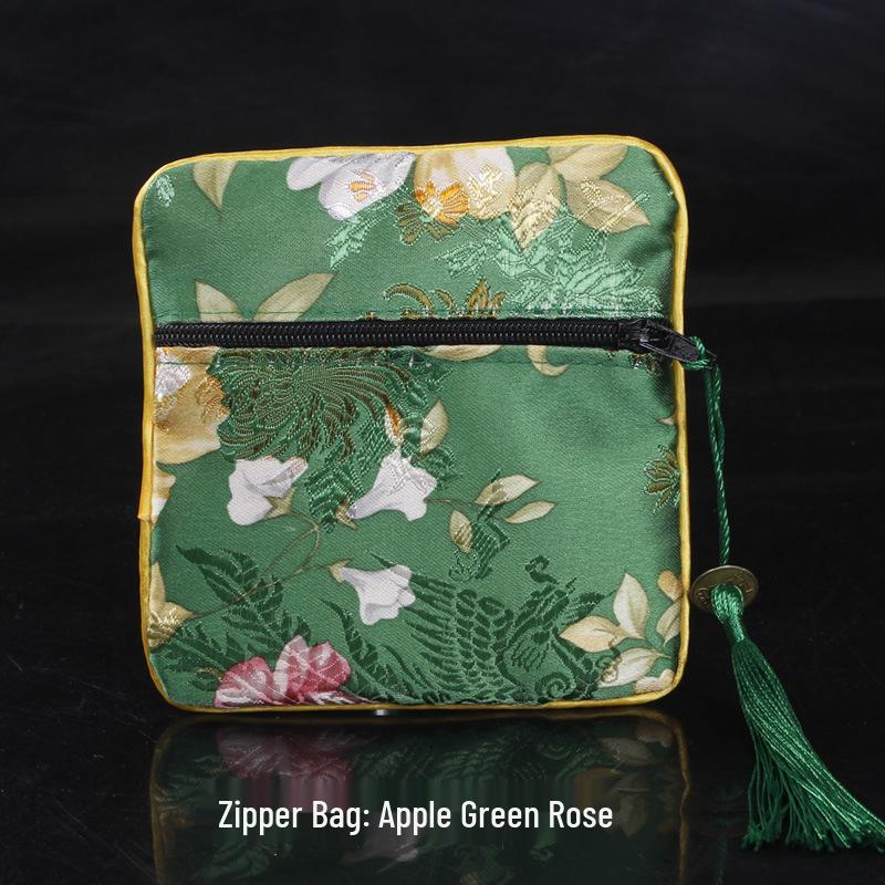 New Chinese Square Zipper Jewelry Brocade Bag