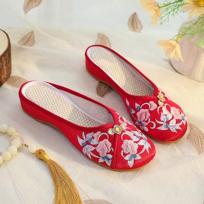 [Ice Man] 2025 новые старые пекинские тканевые туфли женские однопедальные тапочки туфли для мам этнический стиль вышитые туфли ципао