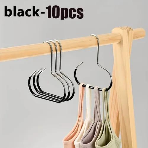 Hat Organizer Rack with 10 Metal Hooks - Stainless Steel Multi-Functional Holder for Hats Ties Scarves Belts Suspenders Anti-Slip Closet Accessory