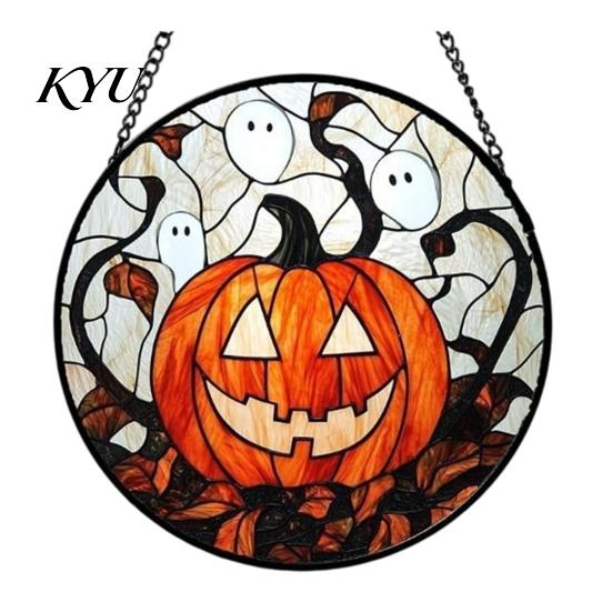 Old School Horror Room Decor Retro Halloween Pendant, Ghost/Bat/Spider Web/Pumpkin Head Print, Door Handle Welcome Sign Vintage Acrylic Hanging