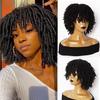 Women Afro Dreadlock Curly Wig with Bangs Fluffy Natural Looking High Temperature Fiber Ladies Short Synthetic Hair