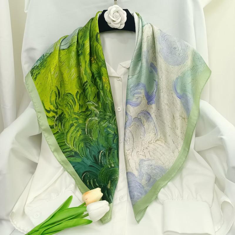 Spring and Autumn Thin Silk Scarf Women's Mulberry Silk 90 Square Scarf Versatile Fashion Shirt with Shawl Silk Scarf