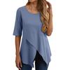 Женские топы с круглым вырезом, коротким рукавом, неровным подолом, свободный крой, однотонная повседневная футболка, повседневная одежда
