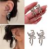 Exquisite Silver Color Bowknot Ribbon Earrings for Women Fashionable and Elegant Metal Hollow Line Ear Cuff Jewelry