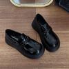 Черные лоферы на толстой подошве, универсальная маленькая кожаная обувь для женщин, новая французская ретро-модель JK на весну и осень 2025 года