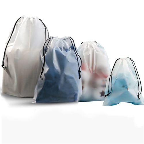 Set of 20 Vinyl Drawstring Bags In 4 Sizes, Waterproof and Dustproof Storage Bags for Travel, Wet Swimsuits, Shoes, Hot Springs, and More. Translucent