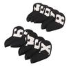 10pcs set PU Waterproof Golf Club Iron Cover Fine Sewing Process Golf Club Head Protect Case(White Character Black