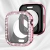 Блестящее стекло+чехол для Apple Watch Case 49мм 46 42 45 41 40 44мм Бриллиантовый бампер+Защита экрана Iwatch Series 11 10 9 8 7 6 5 SE