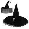 Party Witch Hat for Women Wide Brimmed Black Wizard Cap Fashion Cosplay Costume Fedora Musical Festival Hat