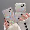 Japan 3D Cute Bear Laser Aurora Phone Case For iPhone 15 14 13 12 11 Pro Max Clear Cartoon Animal Soft Silicone Shockproof Cover