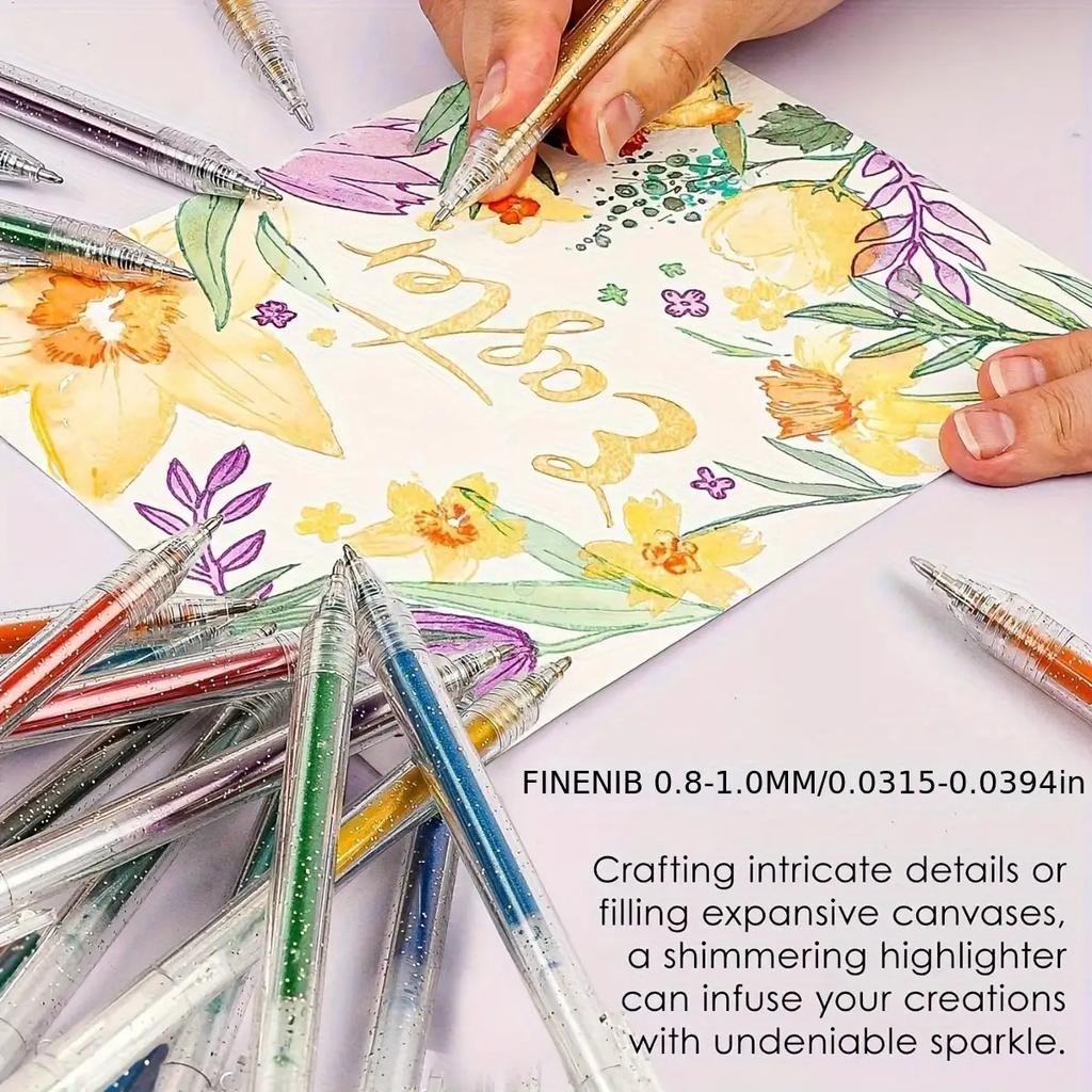 1 Набор из 12 меняющих цвет блестящих ручек, Гелевые ручки с жидким песком и сверкающими звездочками, Сияющие ручки "Аврора", Ручки-хайлайтеры для ведения дневника и рисования