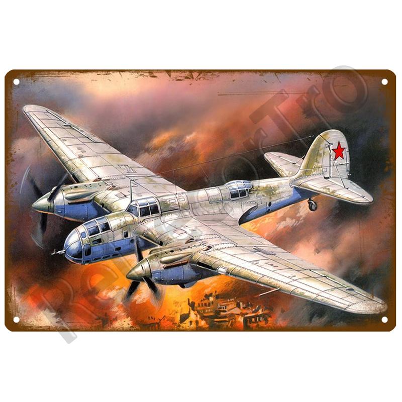 Airplane Retro Decorative House Metal Sign Plate Posters On The Wall Tin Sign Vintage Poster Decor Wall Art Room Decoration