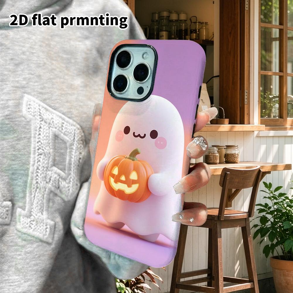 Phone Case: 2D flat design suitable for iPhone 18 17 16 15 14 13 Pro film protective case, couple style, lit pumpkin light, Christmas and Halloween gi