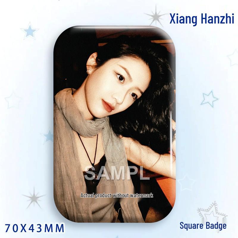 Xiang Hanzhi Baji Laser Tinplate Square Badge Star Idol Brooch Pendant