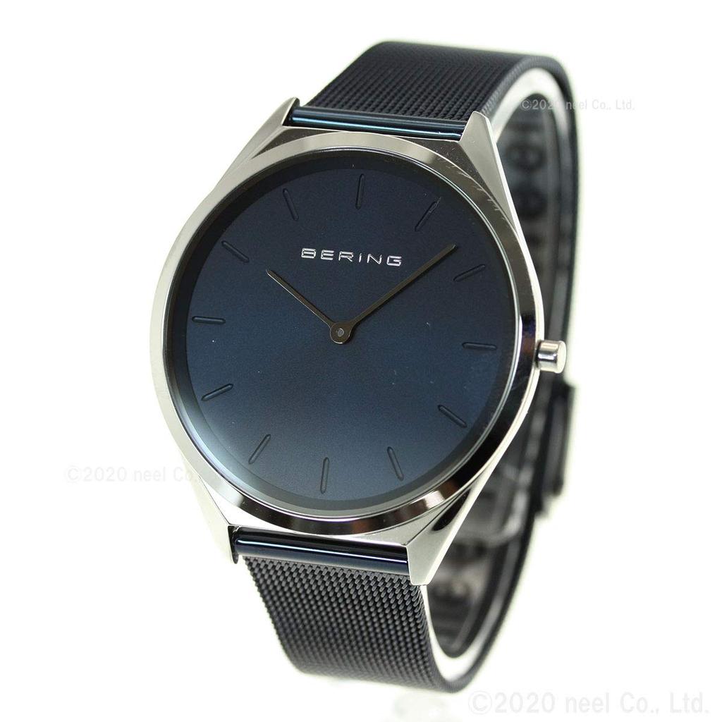 BERING Аналоговые кварцевые ультратонкие коллекционные часы с ремешком из нержавеющей стали, сапфировым стеклом, синим сетчатым ремнем, обычный импортный продукт, 3 года внутренней гарантии