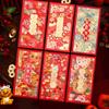 6 шт. Конверты красные на китайский Новый год с разными узорами, тиснение фольгой, креативный красный пакет хонбао 2025